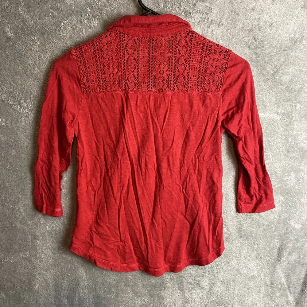 Abercrombie Kids Large Red Button-Up Lace Shoulder Shirt